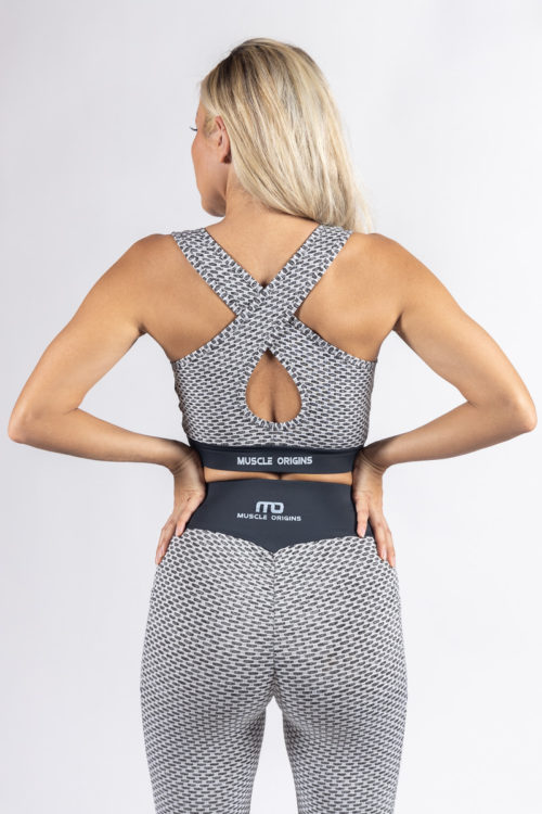 Honeycomb Scrunch Seamless Sports Bra White 2
